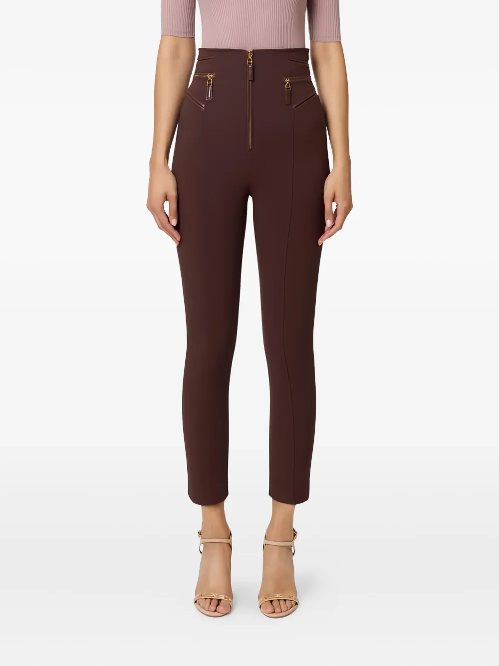 Elisabetta Franchi zip crêpe trousers | Cropped Pants | Image 2