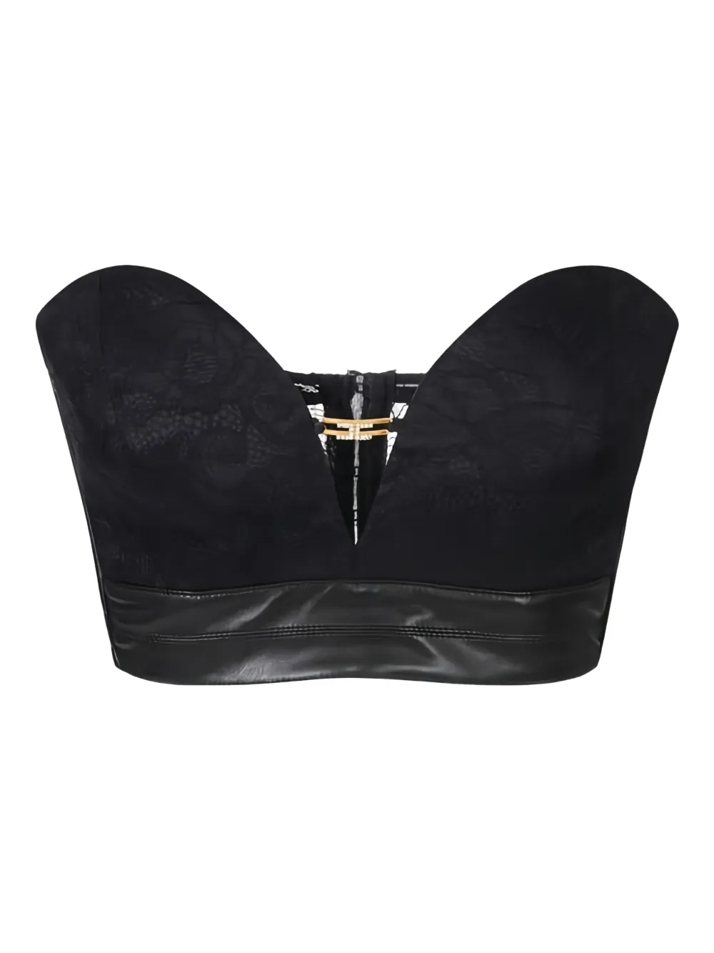 Elisabetta Franchi floral lace jewel logo bustier top | Black | Image 1