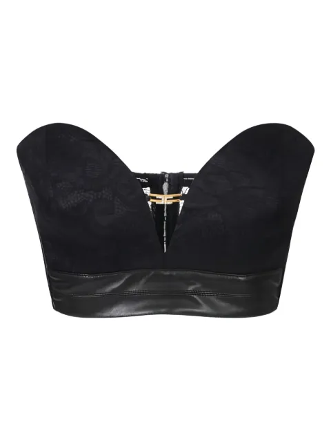 Elisabetta Franchi floral lace jewel logo bustier top