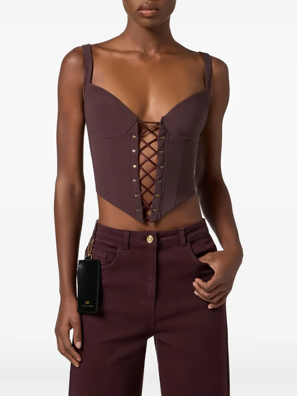 Elisabetta Franchi Bustier top met veterdetail Rood