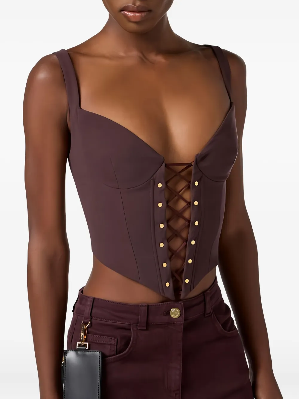 Elisabetta Franchi Bustier top met veterdetail Rood