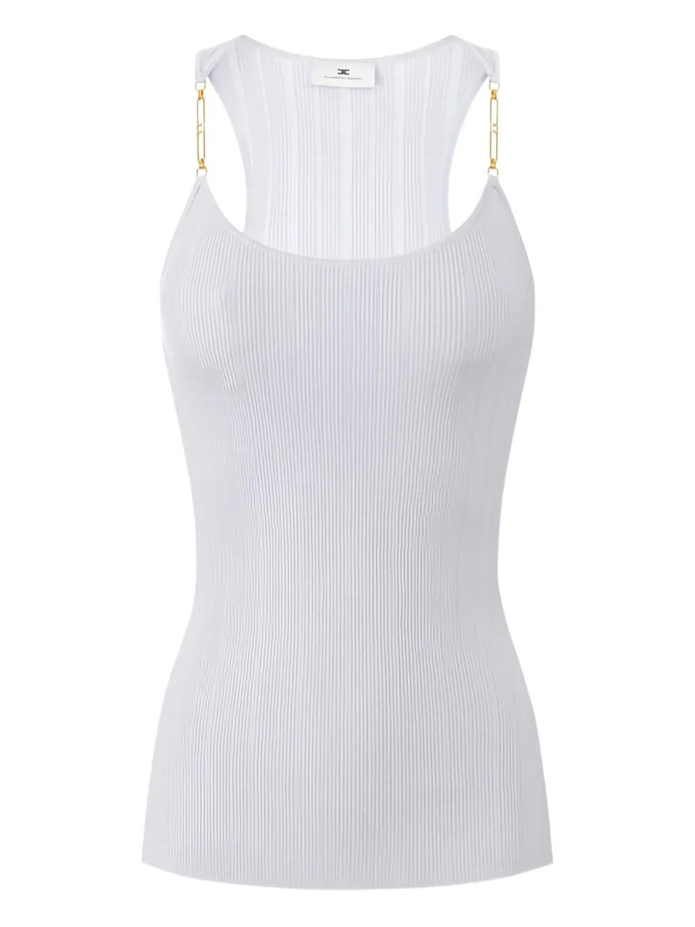 Elisabetta Franchi Ribgebreide top met sieraden bandje Blauw