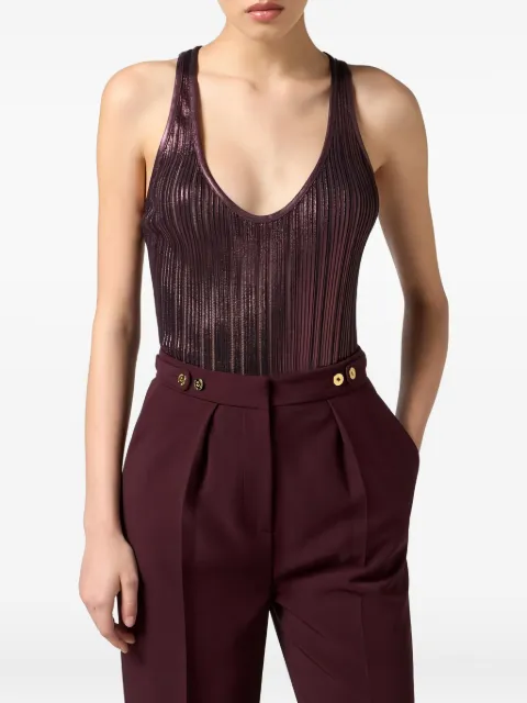 Elisabetta Franchi top tejido de canalé laminado