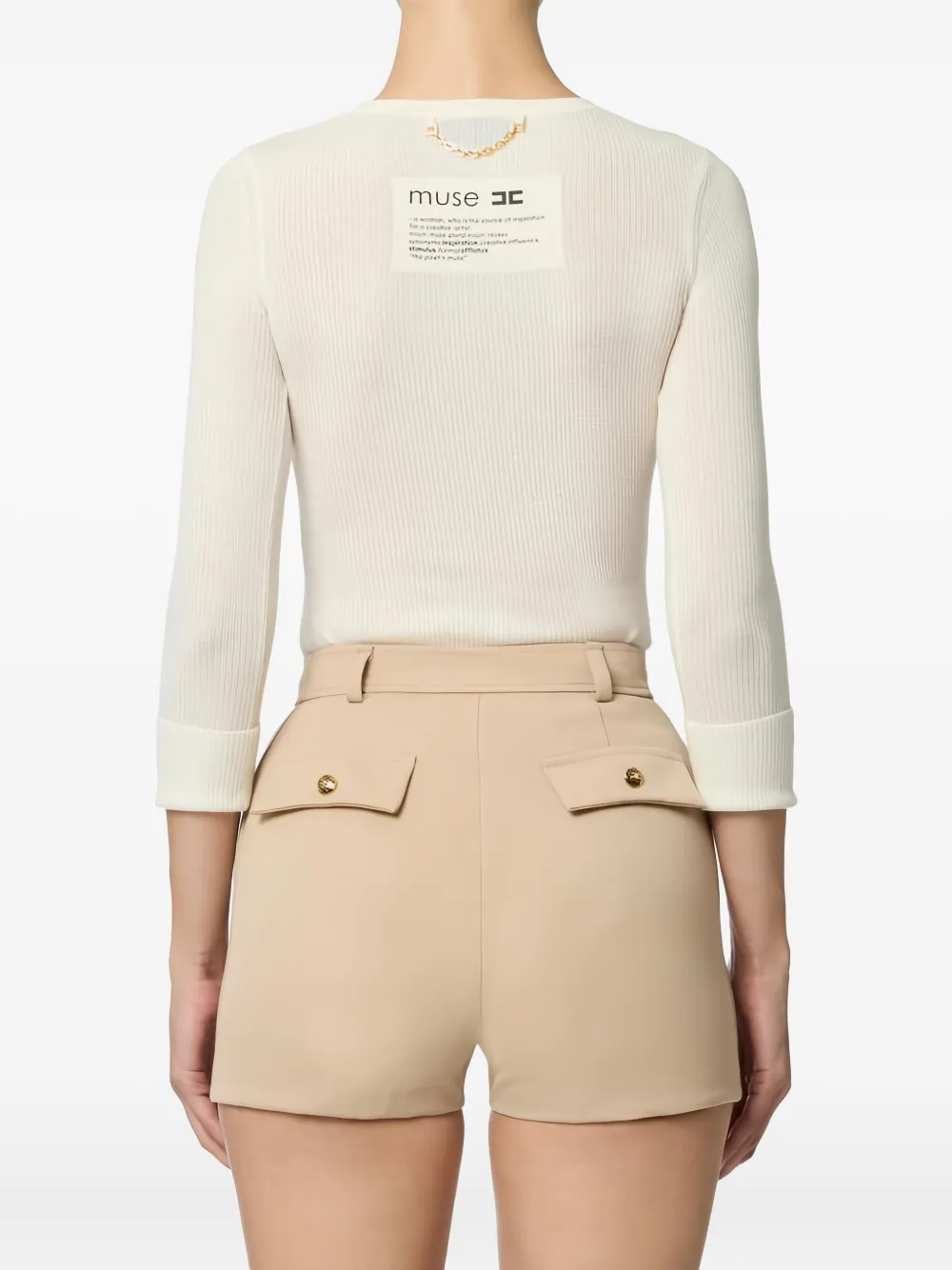 Elisabetta Franchi Ribbed Chain Knit Top In Multi