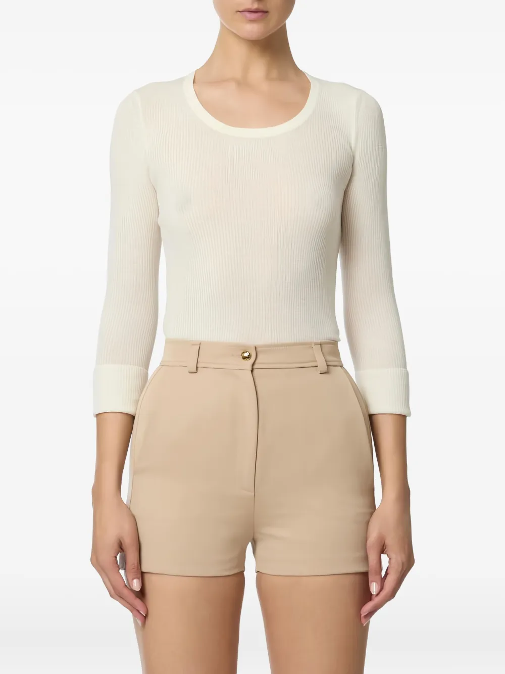 Elisabetta Franchi Ribbed Chain Knit Top In Multi