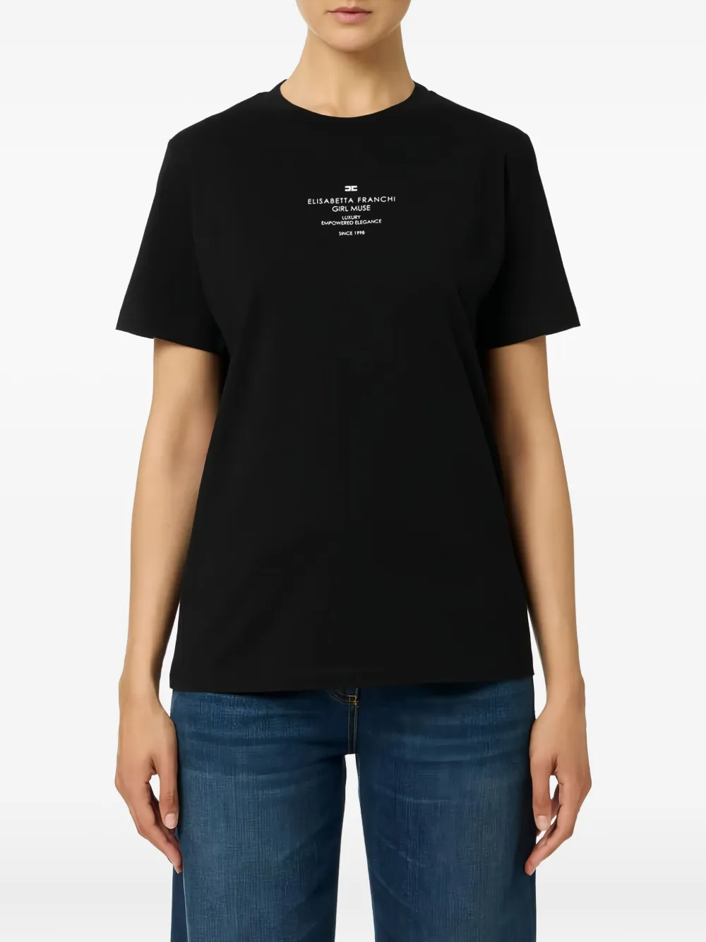 Elisabetta Franchi Short-sleeve Print T-shirt In Black