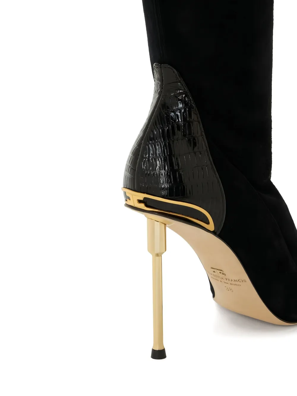 Elisabetta Franchi Toel leren laarzen met toelopende pijpen Zwart