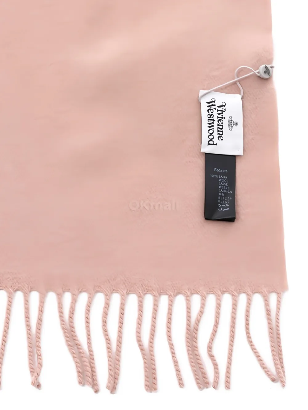 Vivienne Westwood embroidered fringed scarf - Beige