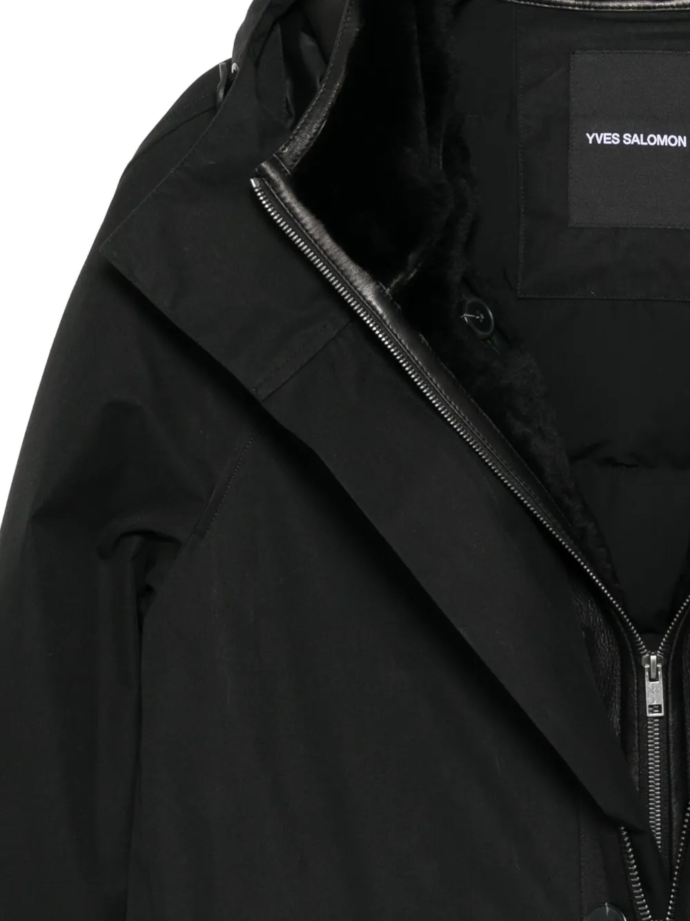 Yves Salomon Melange parka Zwart