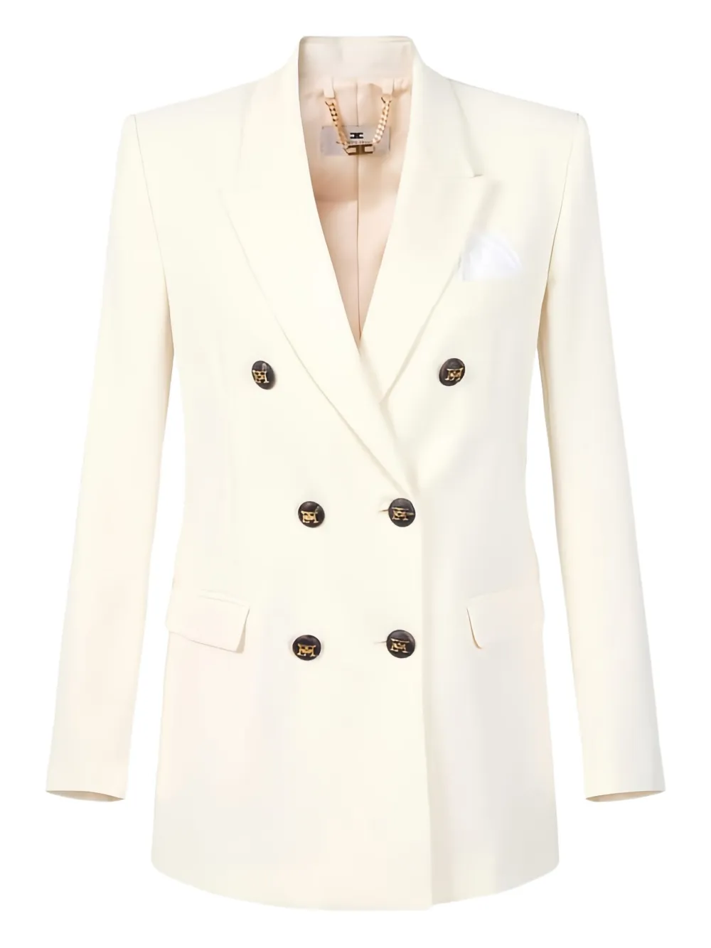 Elisabetta Franchi Double-breasted Pocket-square Blazer In Neutral