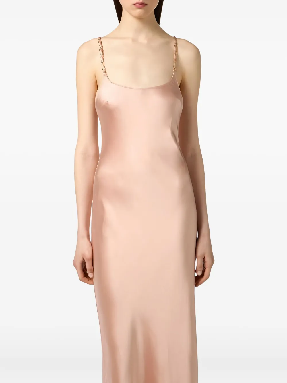 Elisabetta Franchi Chain-embellished Satin Maxi Dress In Pink