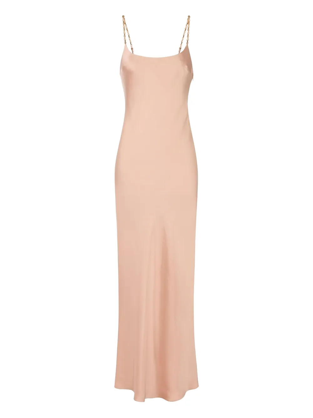 Elisabetta Franchi Chain-embellished Satin Maxi Dress In Pink