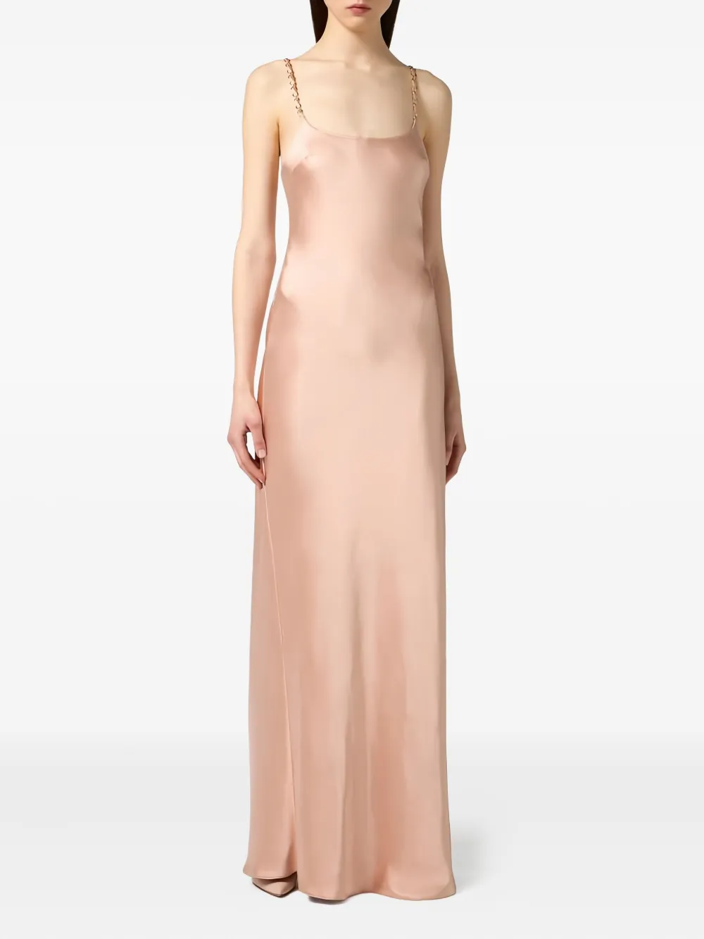 Elisabetta Franchi chain-embellished satin maxi dress - Roze
