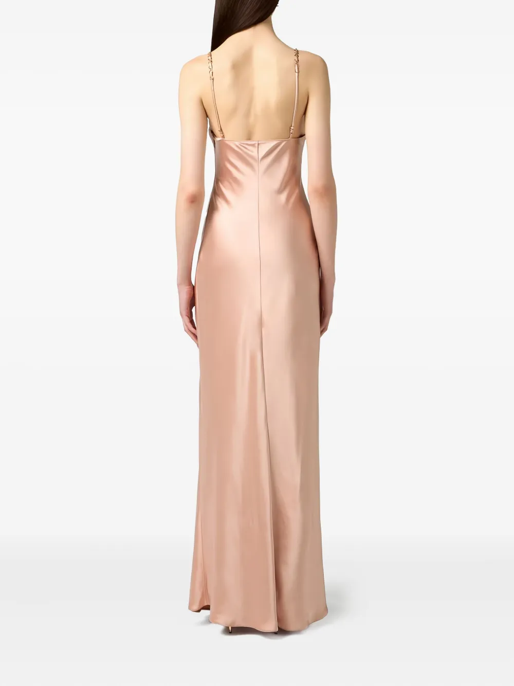 Elisabetta Franchi Chain-embellished Satin Maxi Dress In Pink