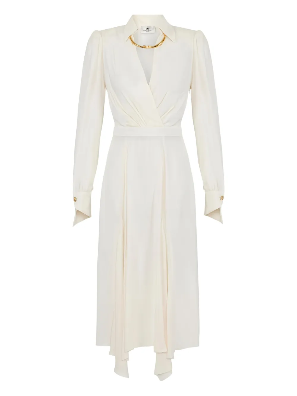 Elisabetta Franchi Pleated Midi Dress In Neutral