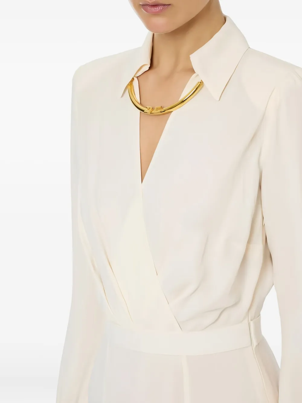 Elisabetta Franchi Geplooide midi-jurk Beige