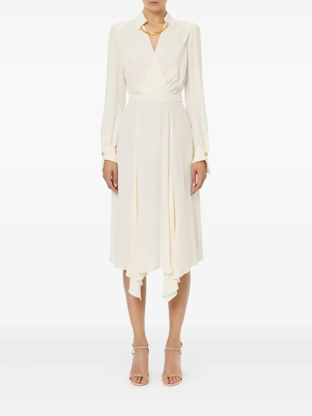 Elisabetta Franchi pleated midi dress - Beige