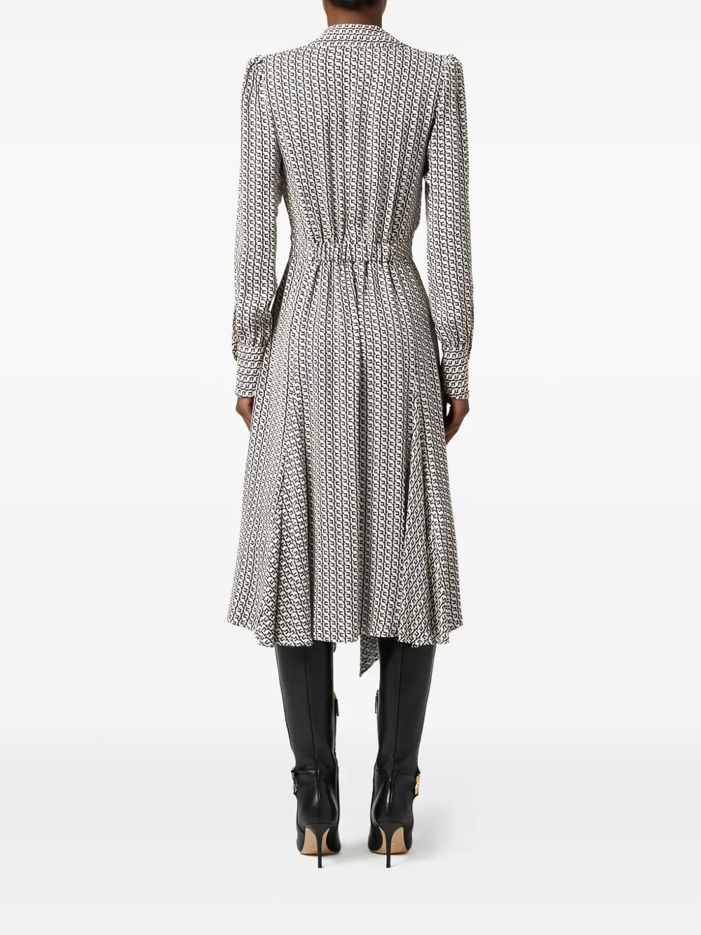 Elisabetta Franchi Geometric-print Shirt Midi Dress In White