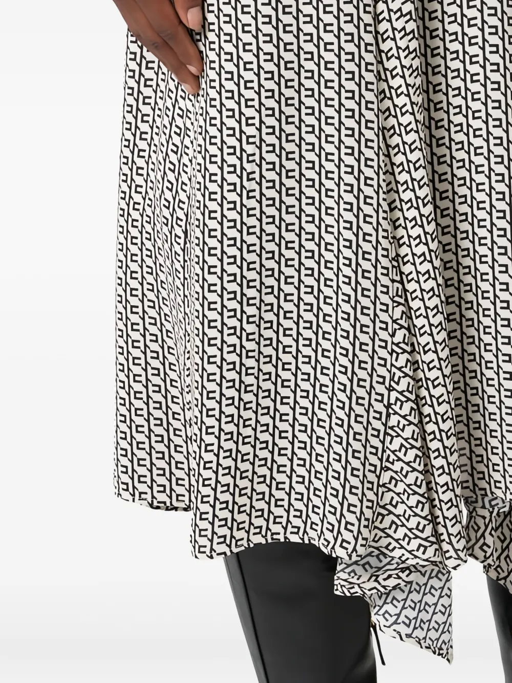 Elisabetta Franchi Geometric-print Shirt Midi Dress In White
