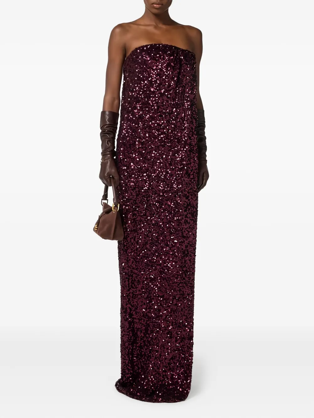 Elisabetta Franchi Sequin-embellished Maxi Dress In Red
