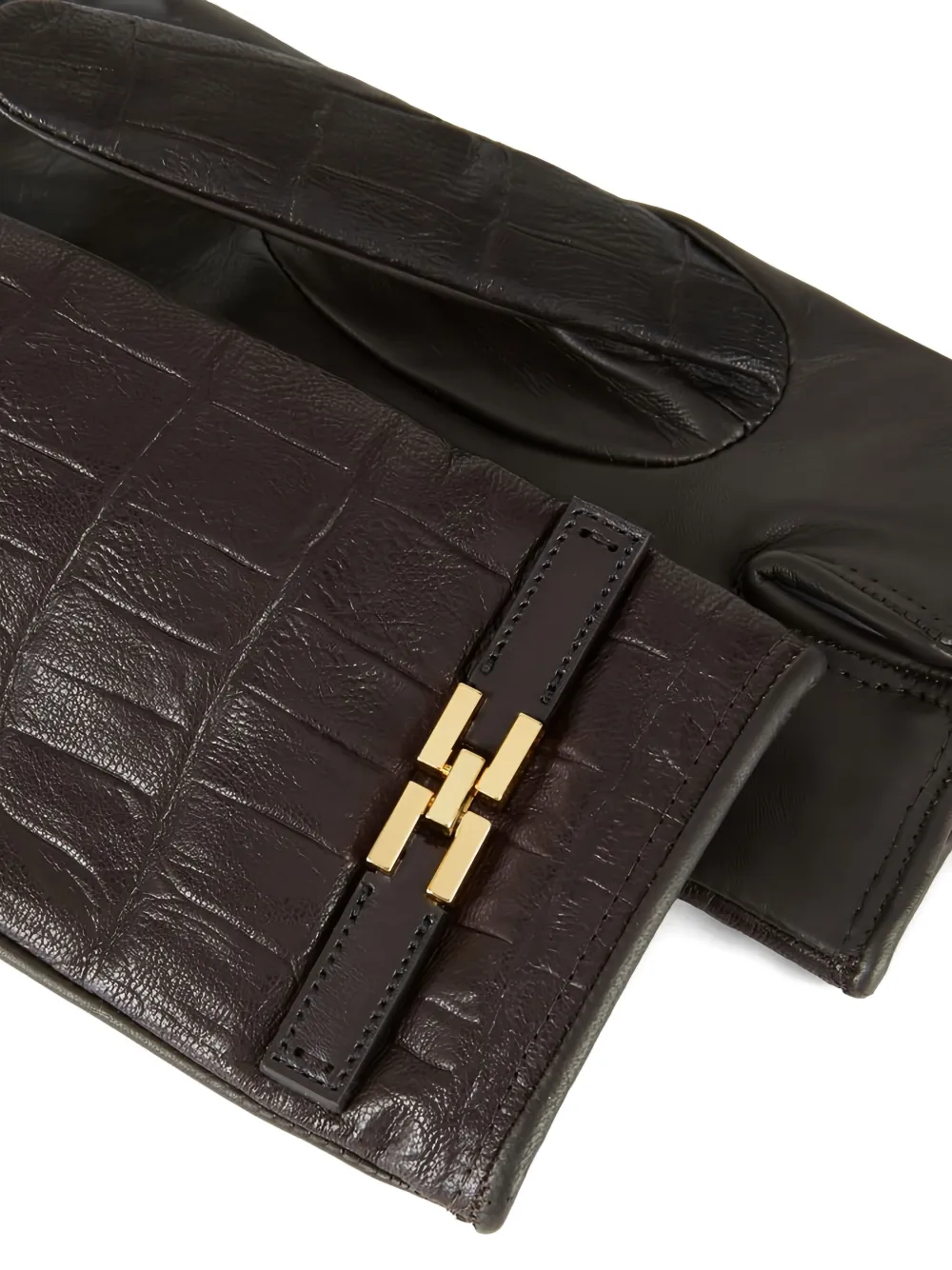 Elisabetta Franchi crocodile-debossed logo gloves s - Bruin