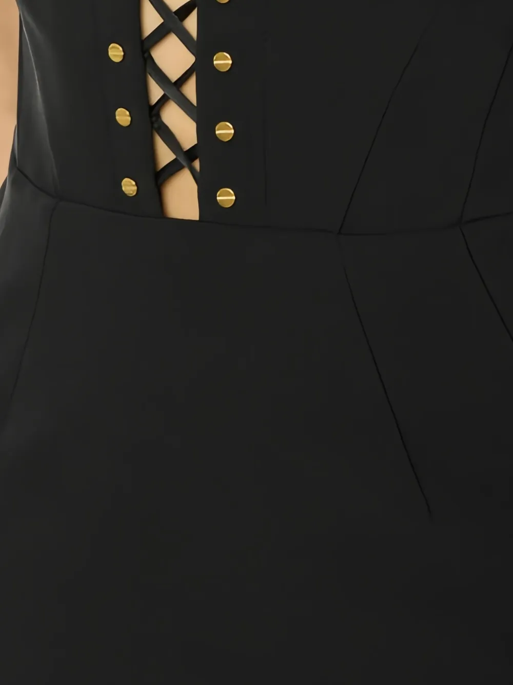 Elisabetta Franchi Criss-cross Button Mini Dress In Black