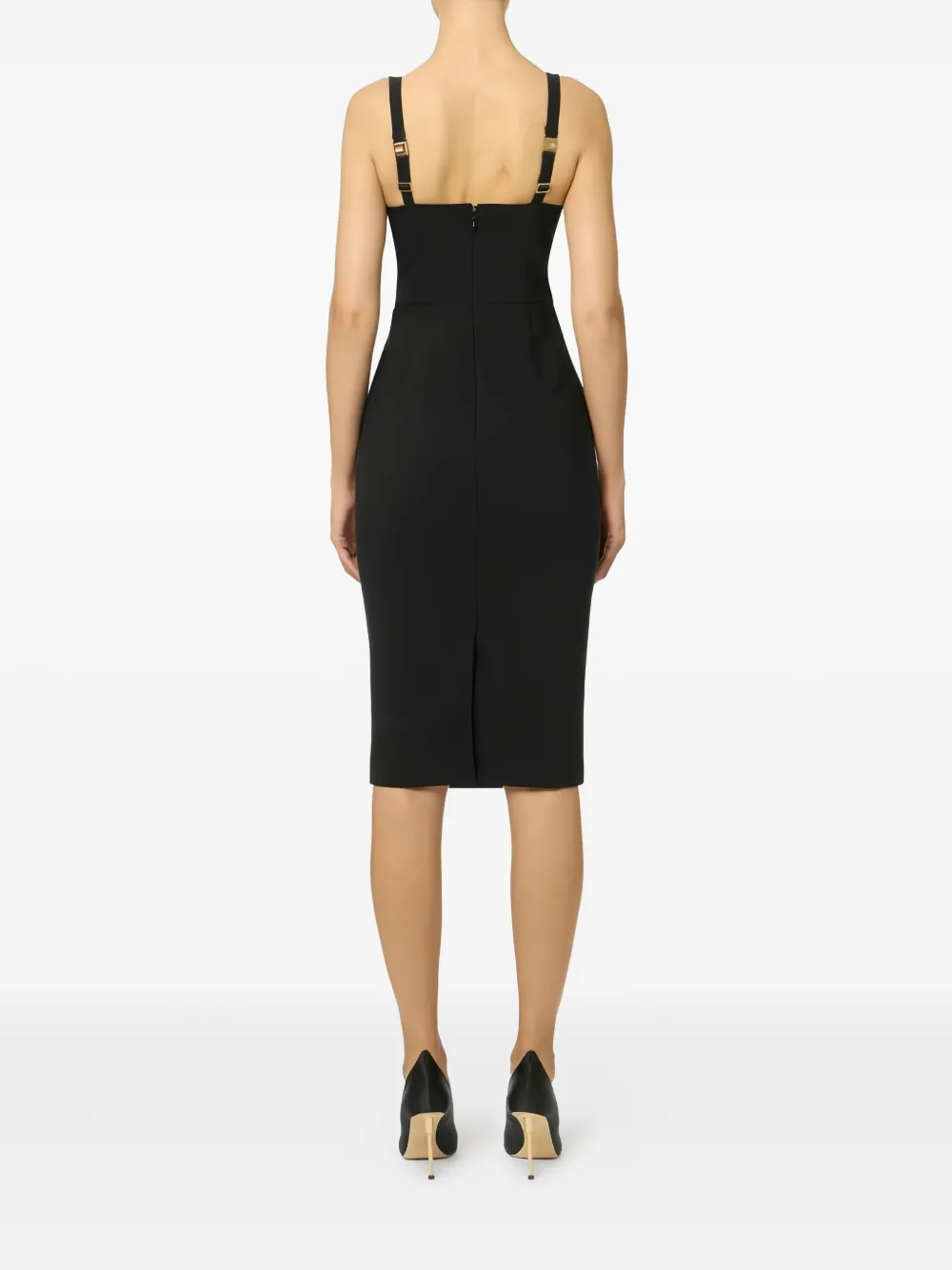 Elisabetta Franchi Criss-cross Button Mini Dress In Black