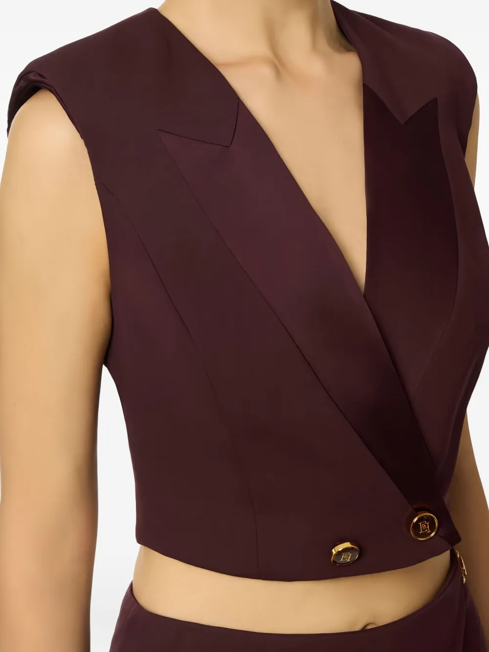 Elisabetta Franchi Top met satijnen revers en logoknopen Rood