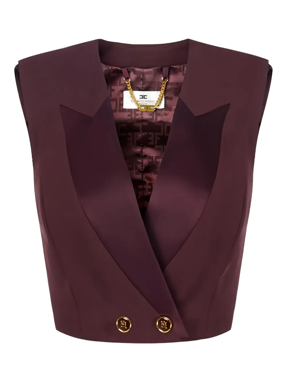 Elisabetta Franchi satin-lapels logo-buttons top | Red | Image 1