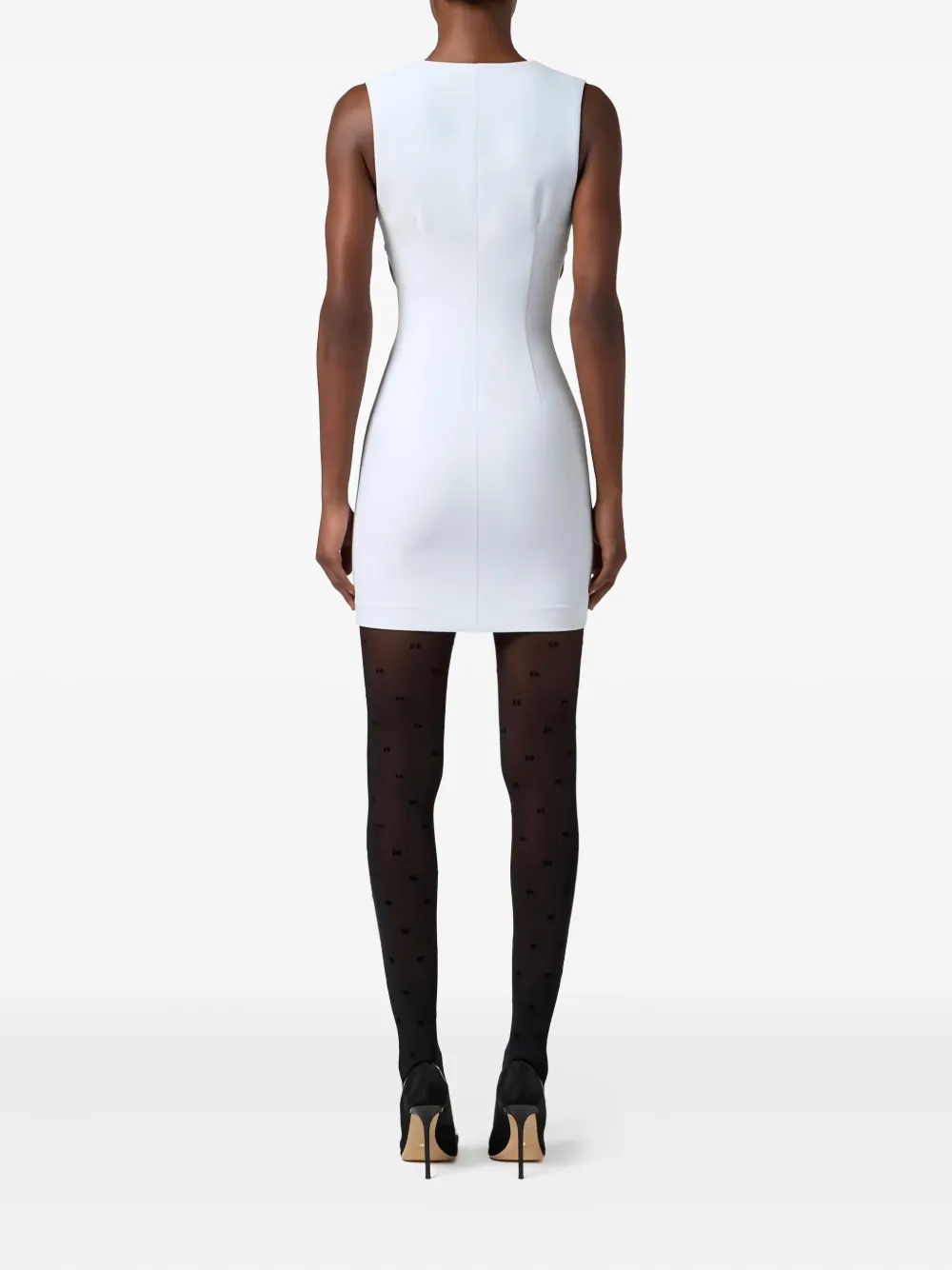Elisabetta Franchi Topstitching Jewel-button Mini Dress In Blue