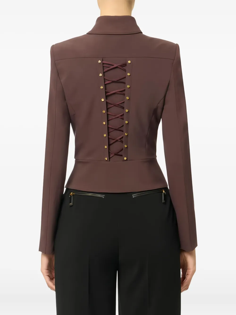 Elisabetta Franchi Button Double-breasted Jacket In Brown