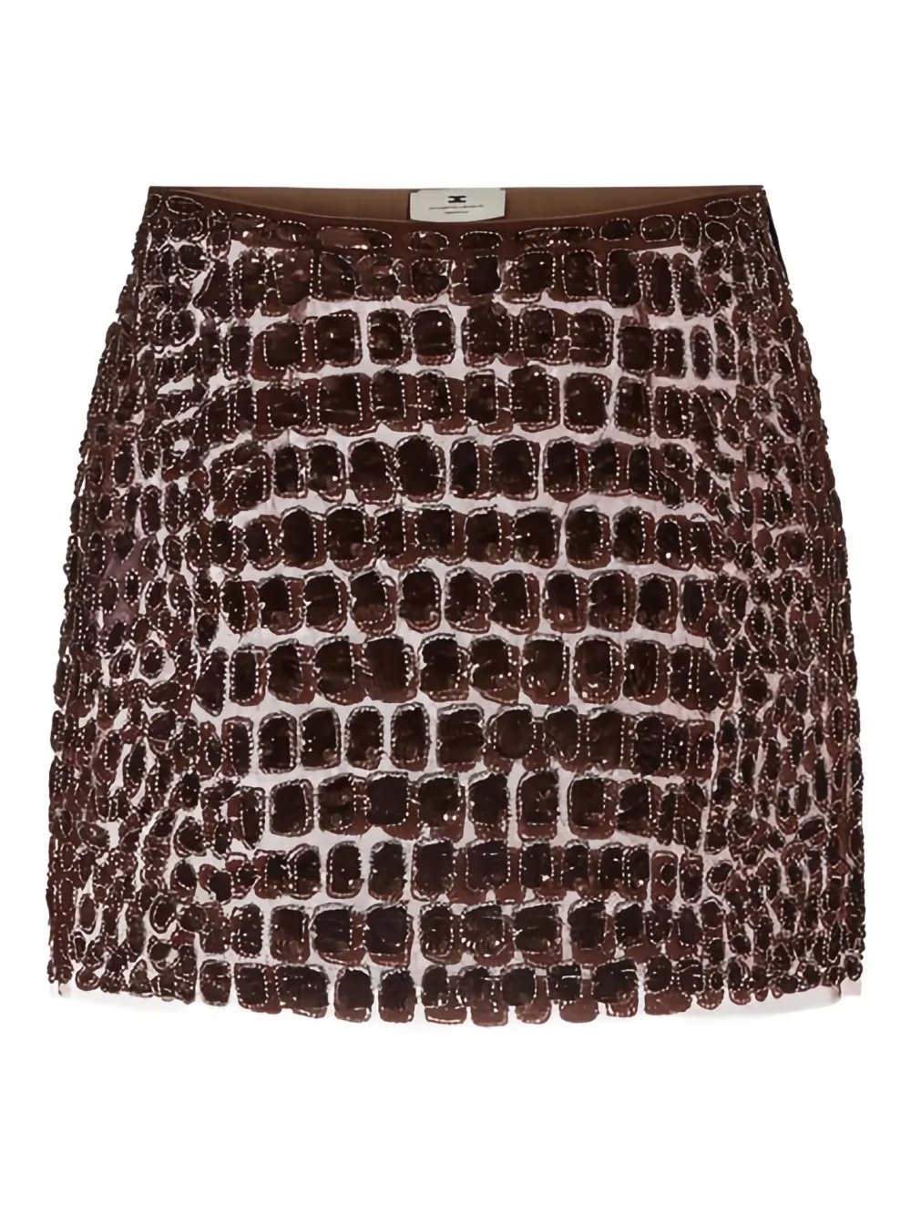 Elisabetta Franchi Crocodile-effect Embroidered Mini Skirt In Brown