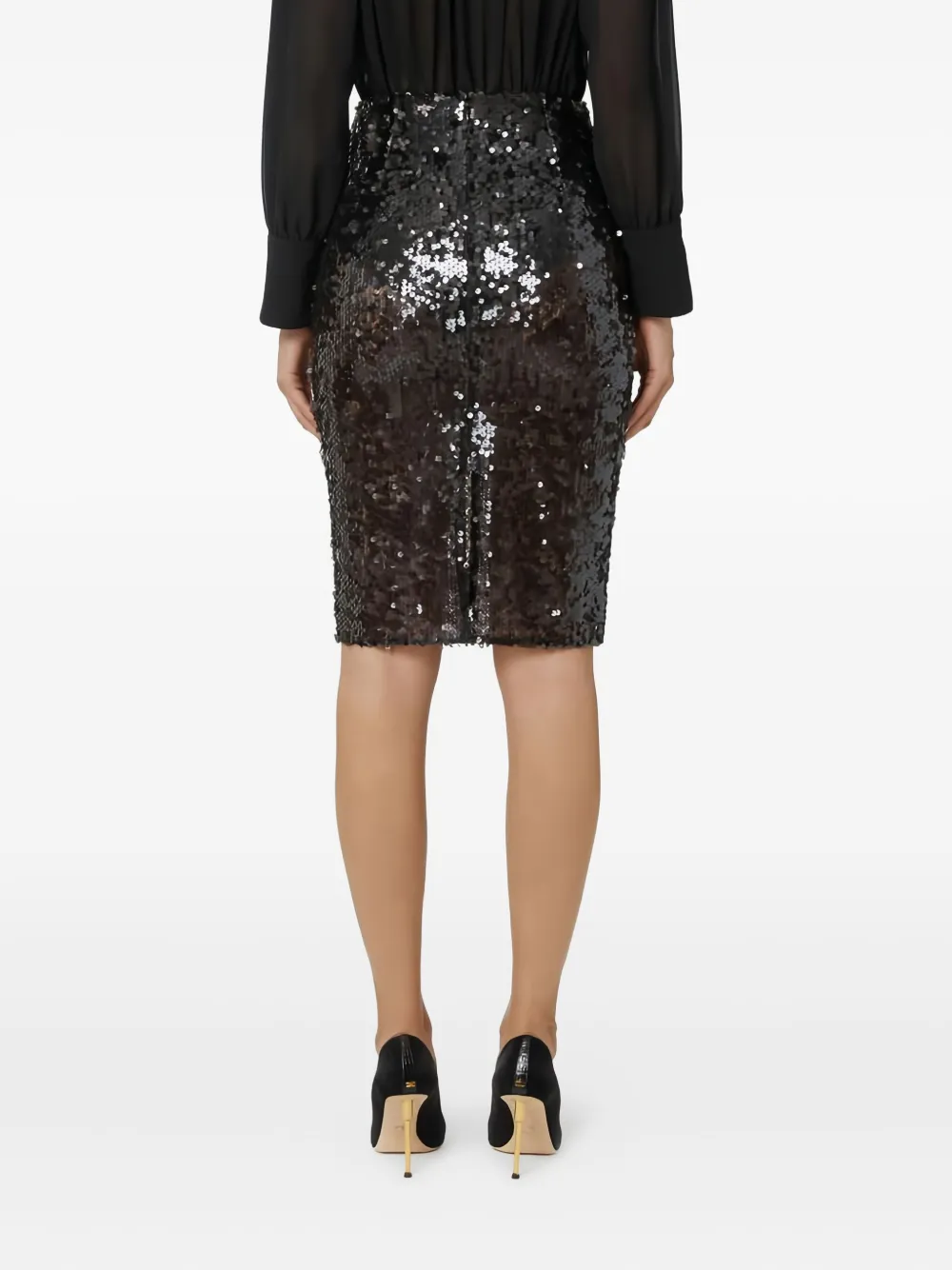 Elisabetta Franchi Sequin-embellished Midi Skirt In Black