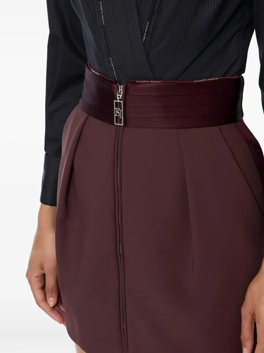 Elisabetta Franchi Mini-plooirok met satijnen afwerking Rood