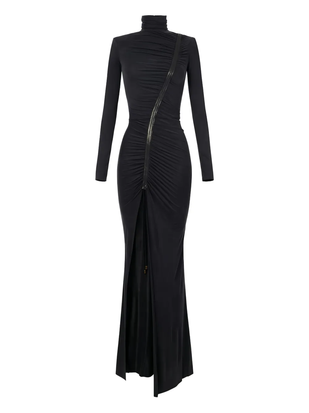 Elisabetta Franchi High-neck Draping Maxi Dress In Black