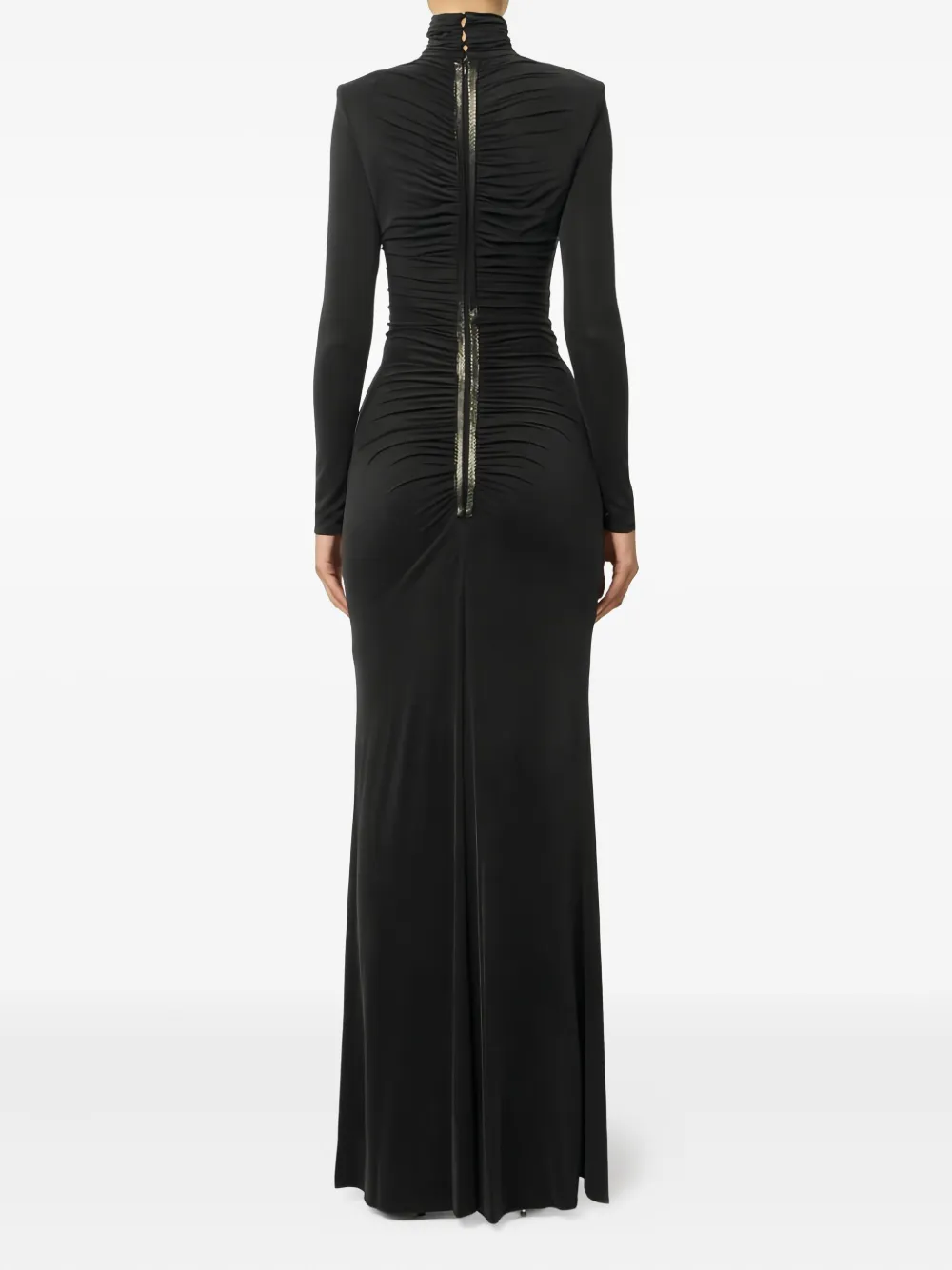 Elisabetta Franchi High-neck Draping Maxi Dress In Black