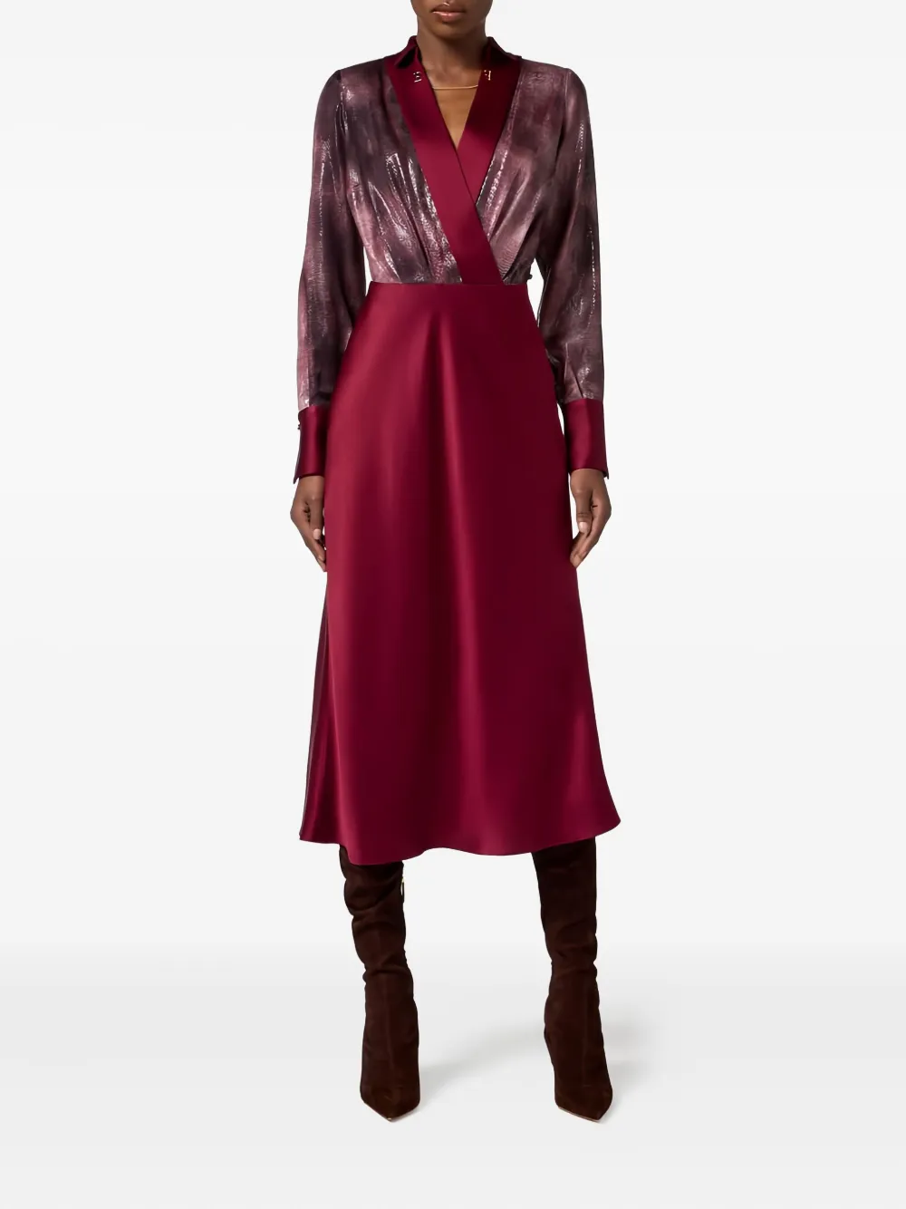 Elisabetta Franchi python-print jewel-detail midi dress - Rood