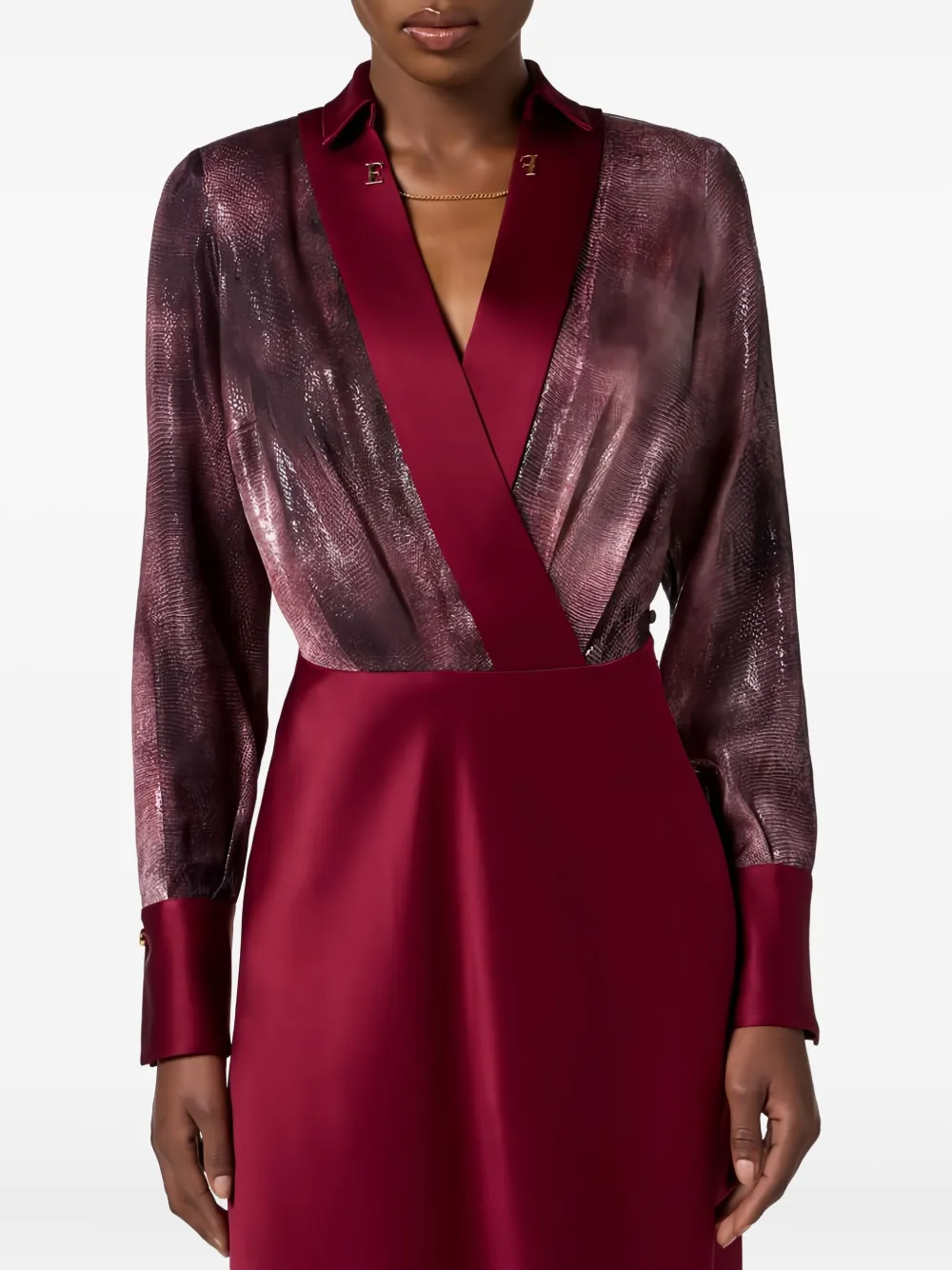 Elisabetta Franchi Python-print Jewel-detail Midi Dress In Red