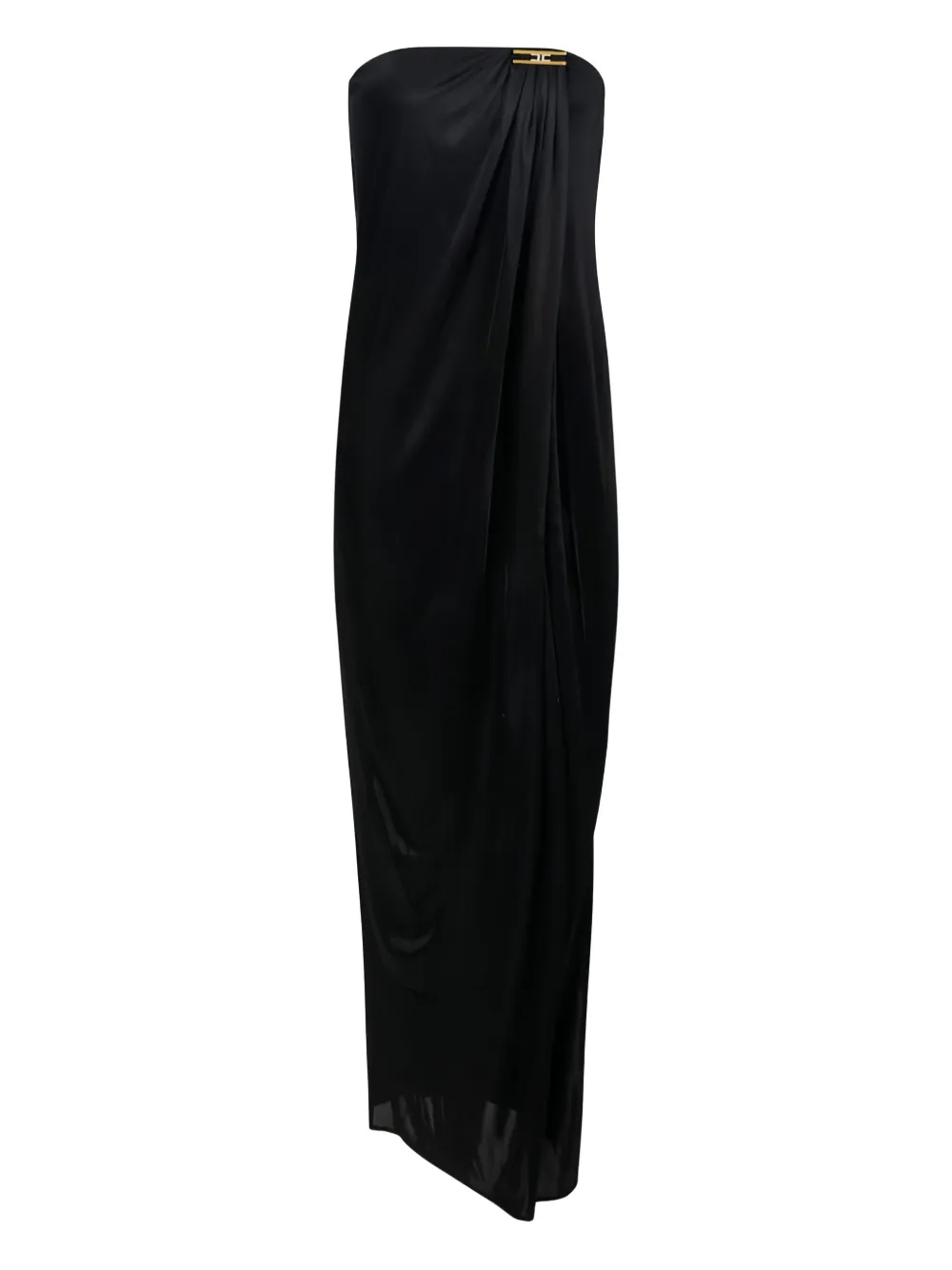Elisabetta Franchi bare-shoulders logo-plaque maxi dress | Black | Image 1