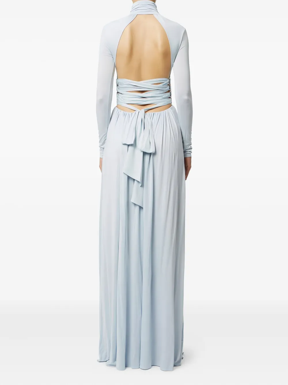 Elisabetta Franchi Draped Crossover Maxi Dress In Blue