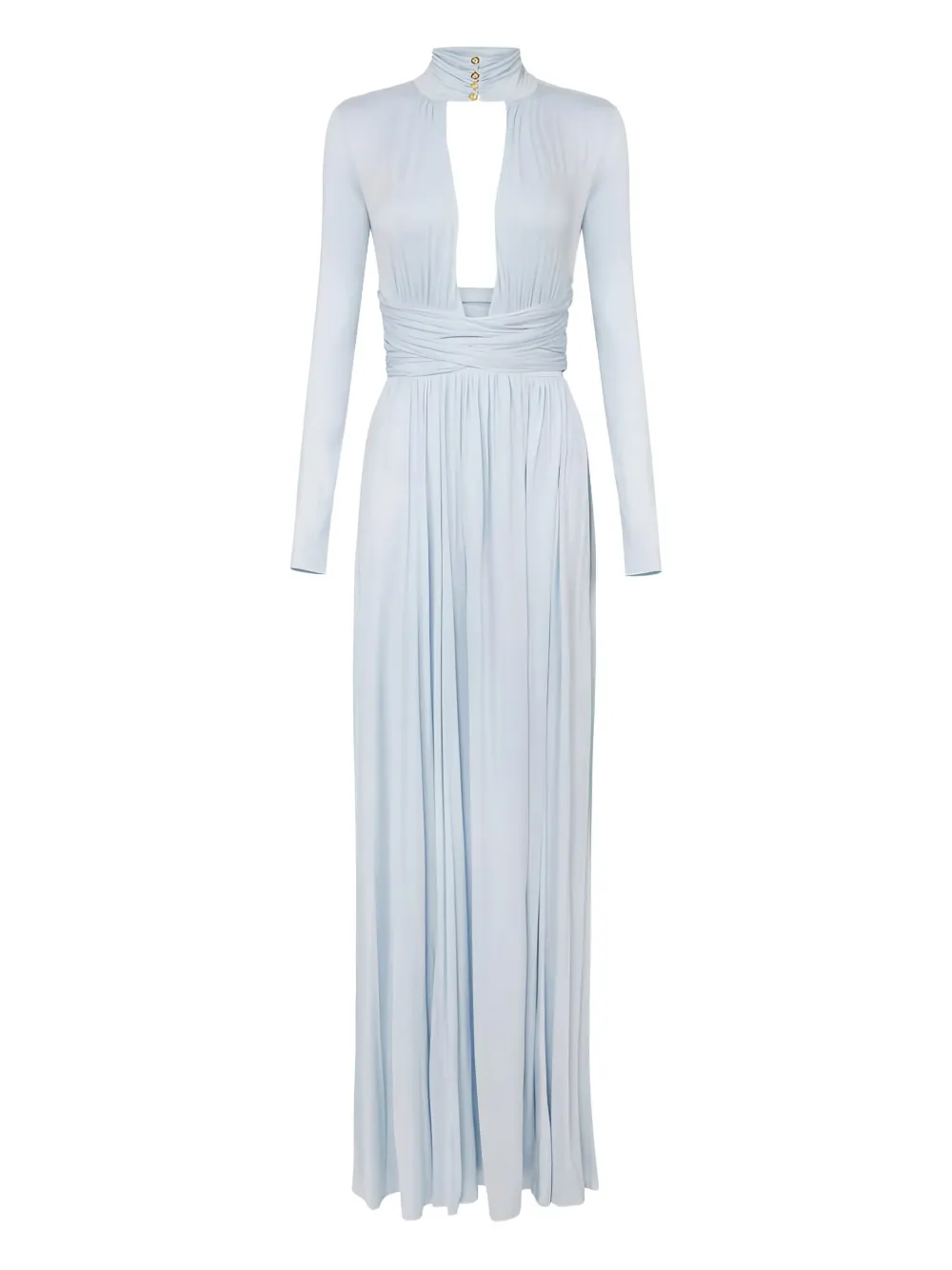 Elisabetta Franchi Draped Crossover Maxi Dress In Blue
