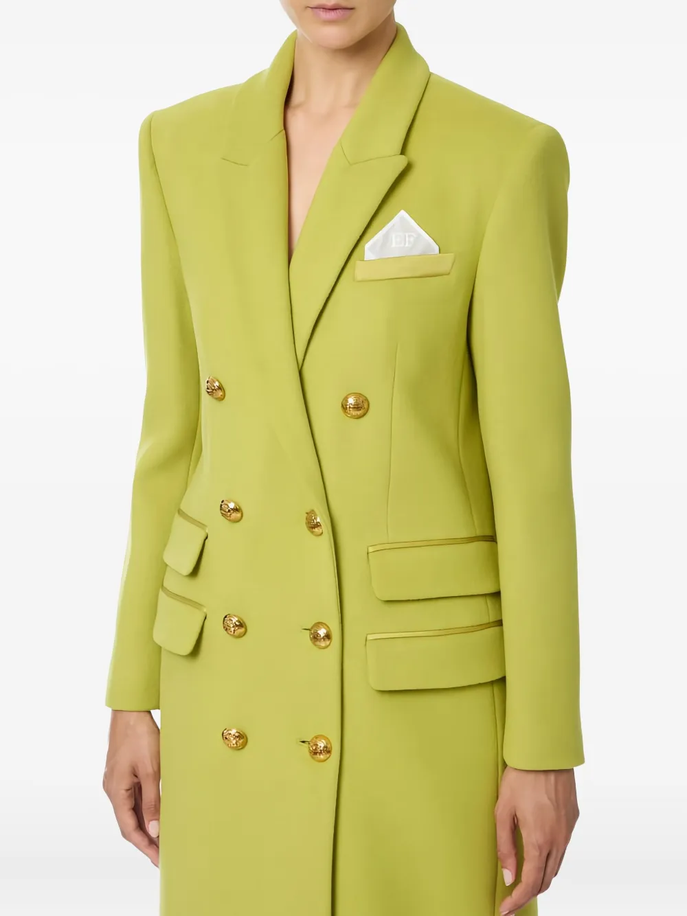 Elisabetta Franchi Double-breasted Pocket-square Coat In Green