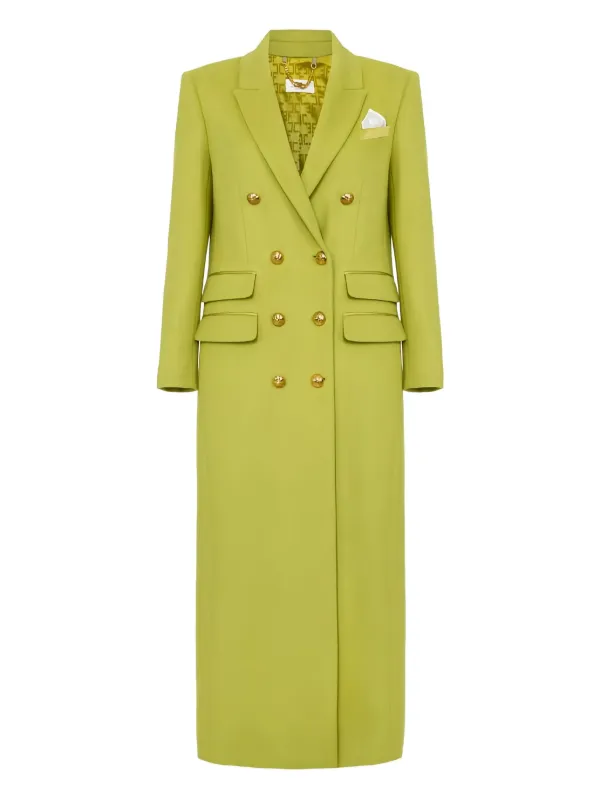 Elisabetta Franchi ポケットチーフ ダブルコート | グリーン