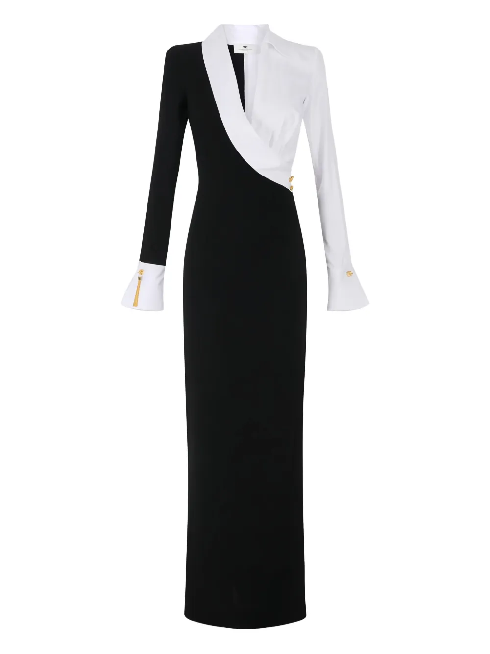 Elisabetta Franchi Red Carpet Dress In Lightweight Crepe Fabric In Black