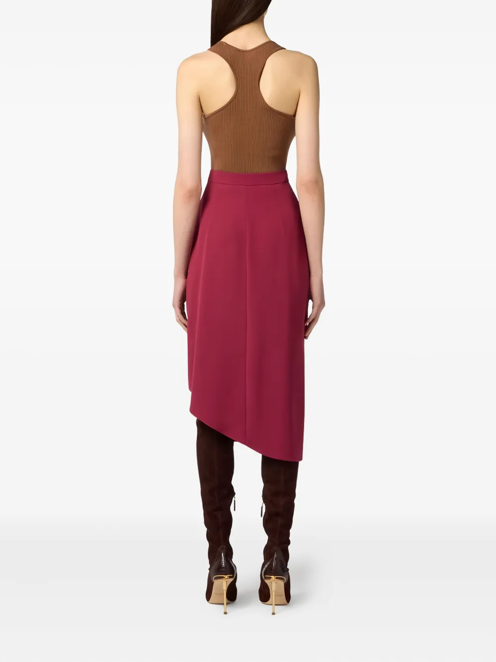 Elisabetta Franchi Draping-jewel Logo Midi Skirt In Red