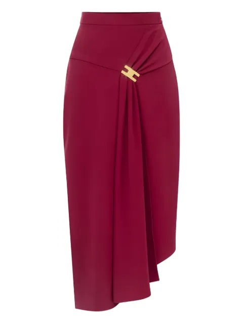 Elisabetta Franchi draping-jewel logo midi skirt