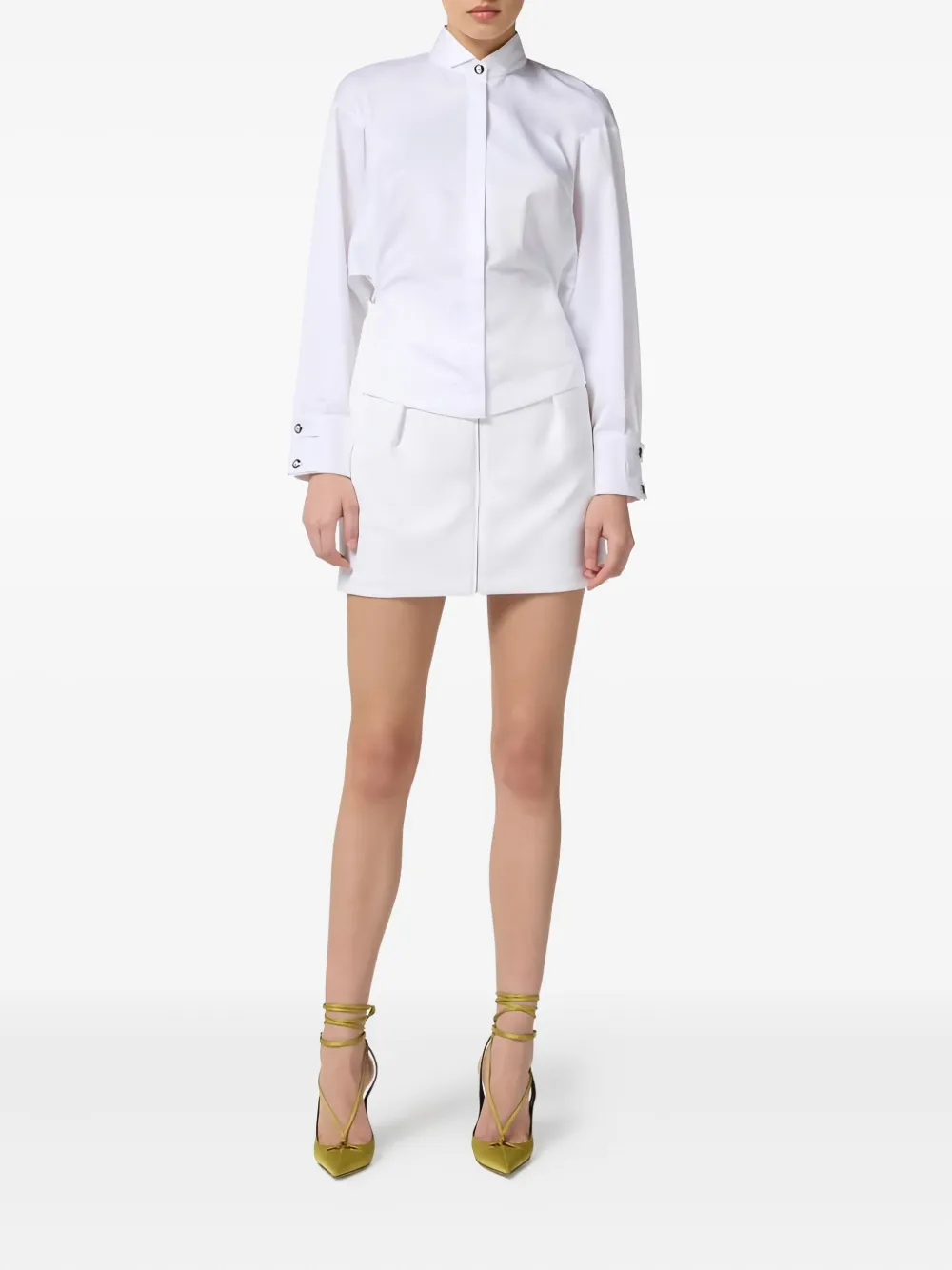Elisabetta Franchi pleated logo-piping mini skirt - Wit