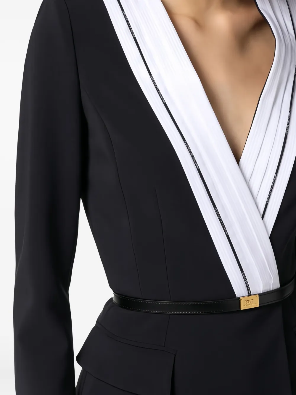 Elisabetta Franchi Geplooid jack met logo afwerking Zwart