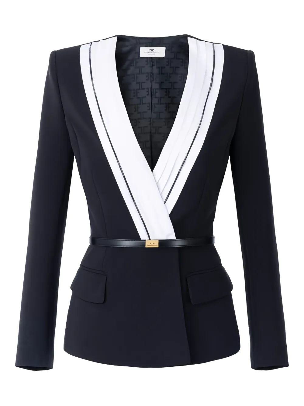 Elisabetta Franchi pleated logo-piping jacket | Black | Image 1