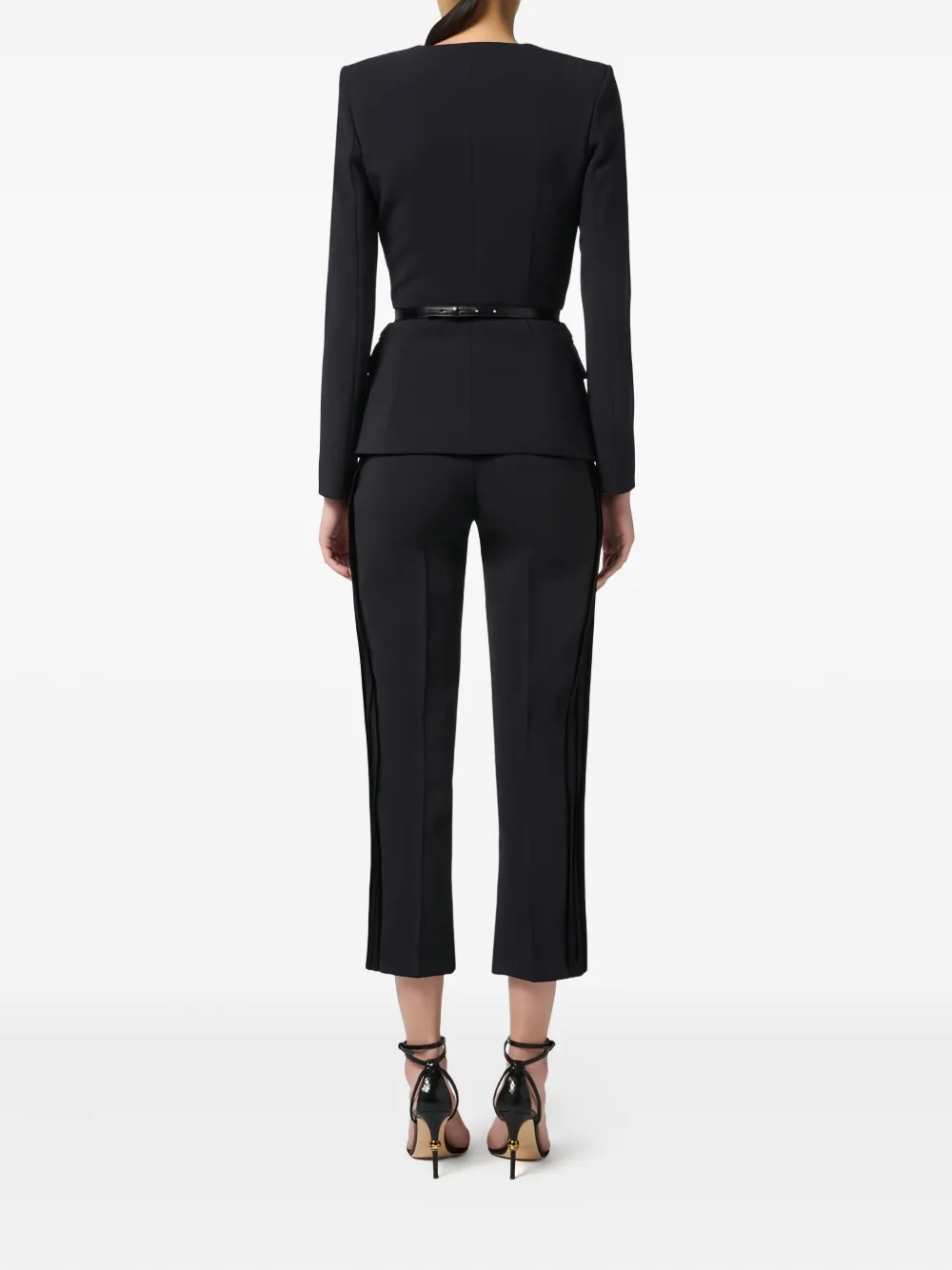 Elisabetta Franchi Geplooid jack met logo afwerking Zwart